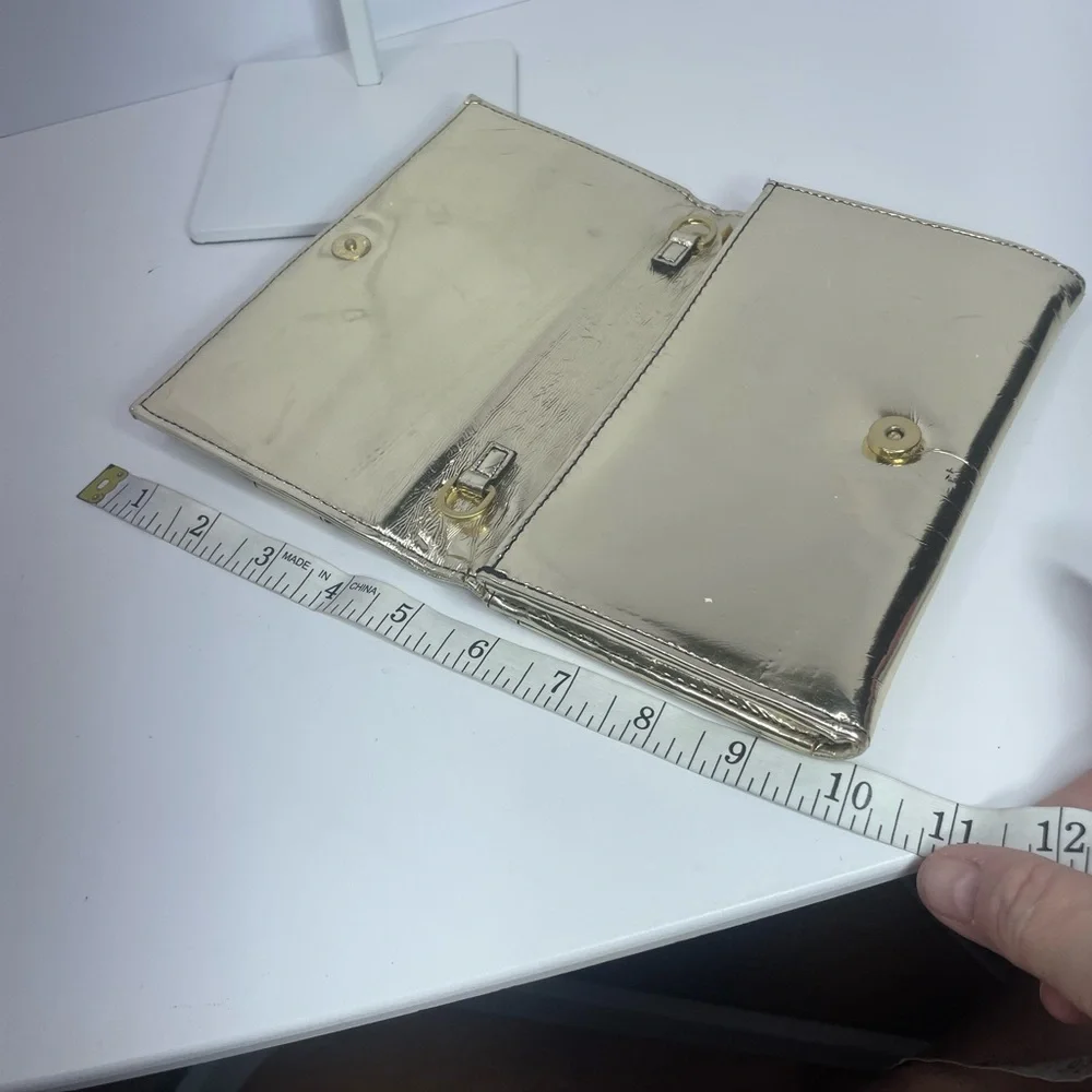 Zac Posen New York Shirley bow mini Gold Leather Crossbody or Clutch bag - Picture 9 of 16